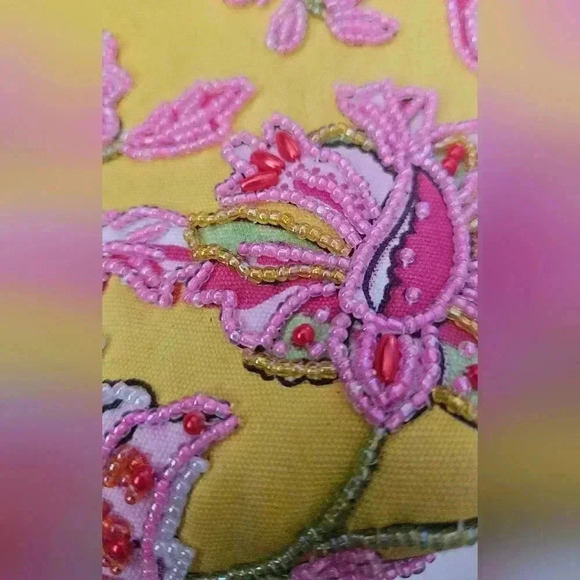 Bulaggi Hand Embroidered beaded Floral Hobo  Cotton Handbag - Picture 6 of 7